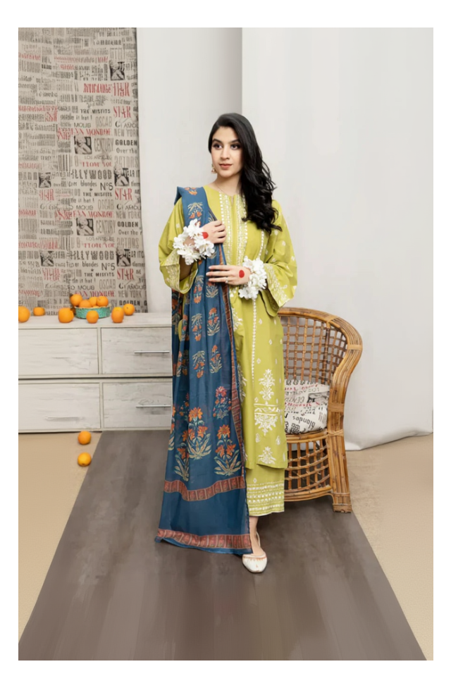 Its 3 piece unstitched Lawn Embroidered Dress IR-19