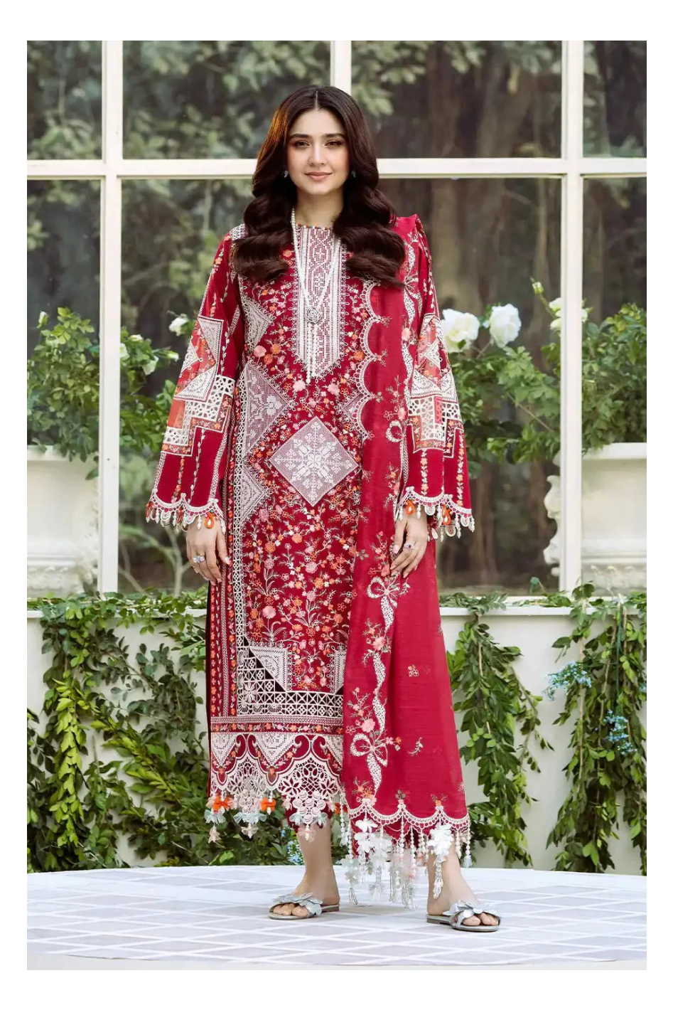 Its 3 piece unstitched Lawn Embroidered Dress IR-14