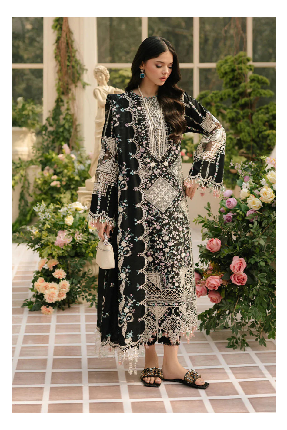 Its 3 piece unstitched Lawn Embroidered Dress IR-40