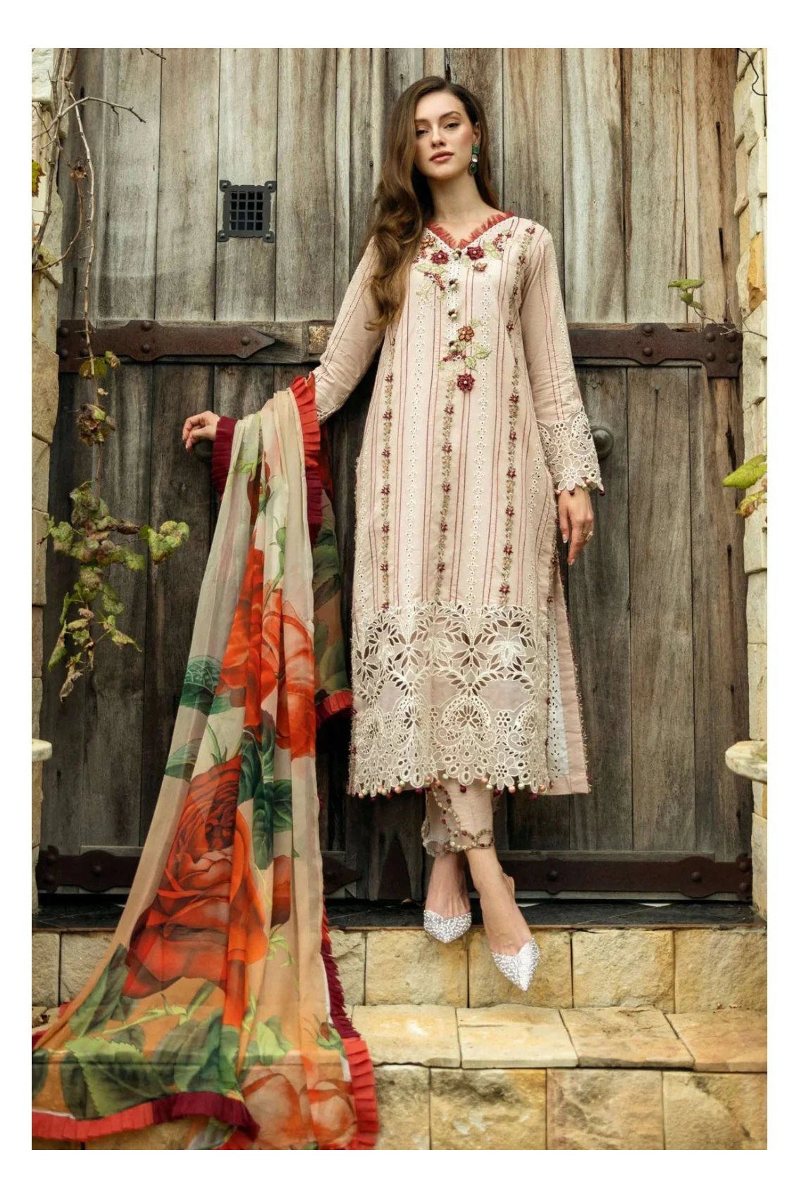 Its 3 piece unstitched Lawn Embroidered Dress IR-52