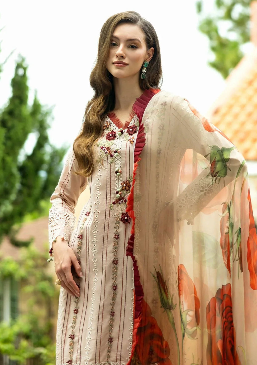 Its 3 piece unstitched Lawn Embroidered Dress IR-52