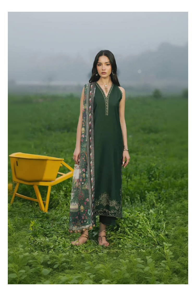 Its 3 piece unstitched Lawn Embroidered Dress IR-50