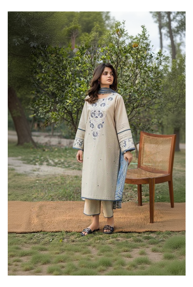 Its 3 piece unstitched Lawn Embroidered Dress IR-23