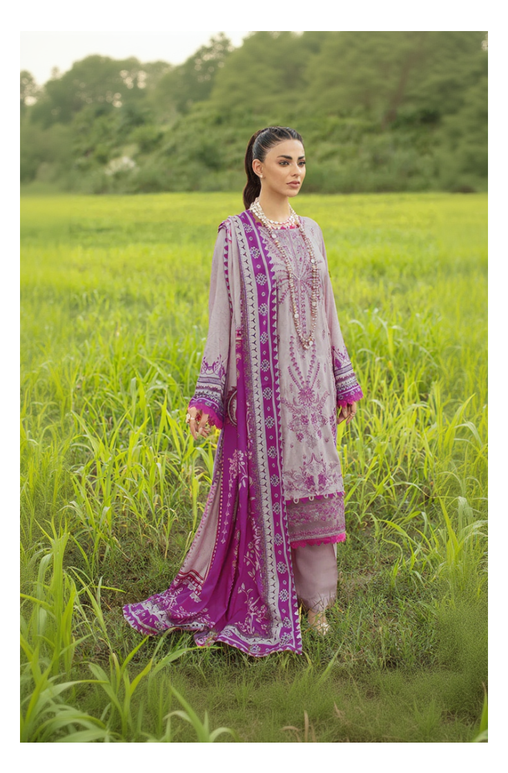 Its 3 piece unstitched Lawn Embroidered Dress IR-26