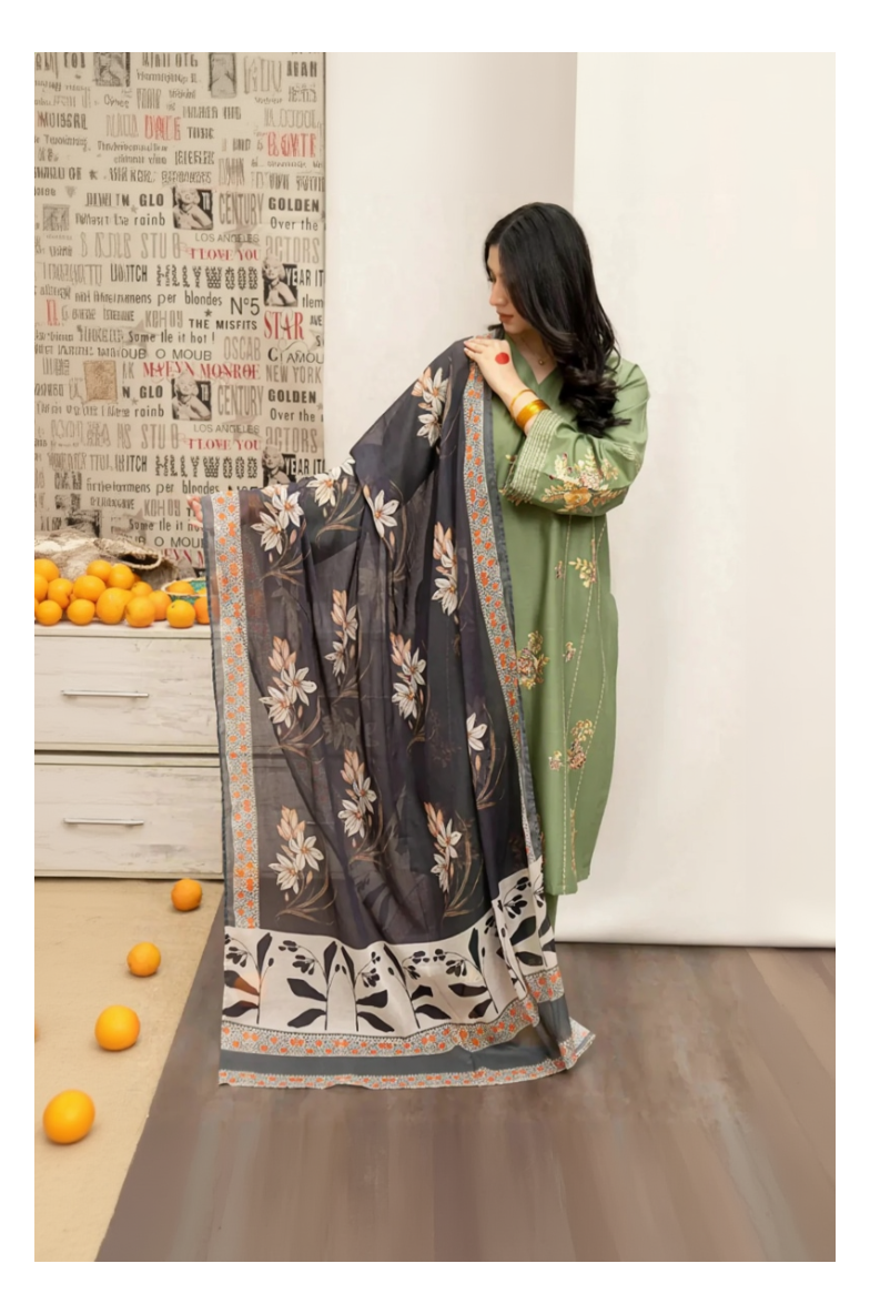 Its 3 piece unstitched Lawn Embroidered Dress IR-18