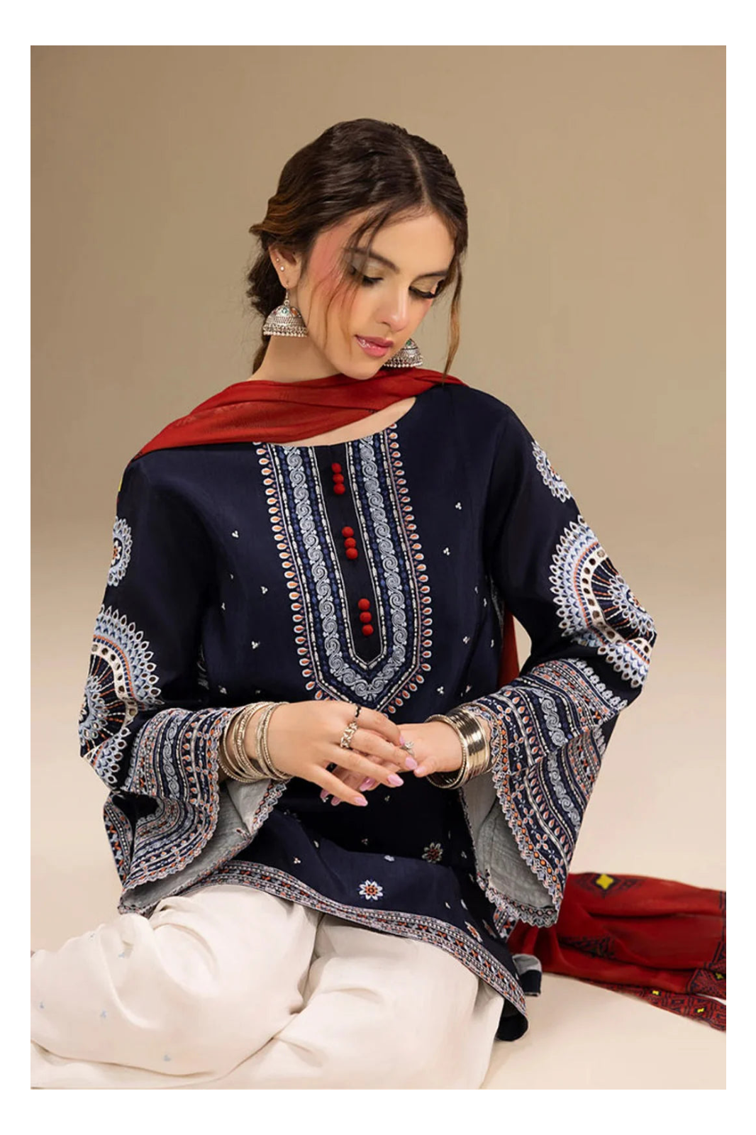 Its 3 piece unstitched Lawn Embroidered Dress IR-21
