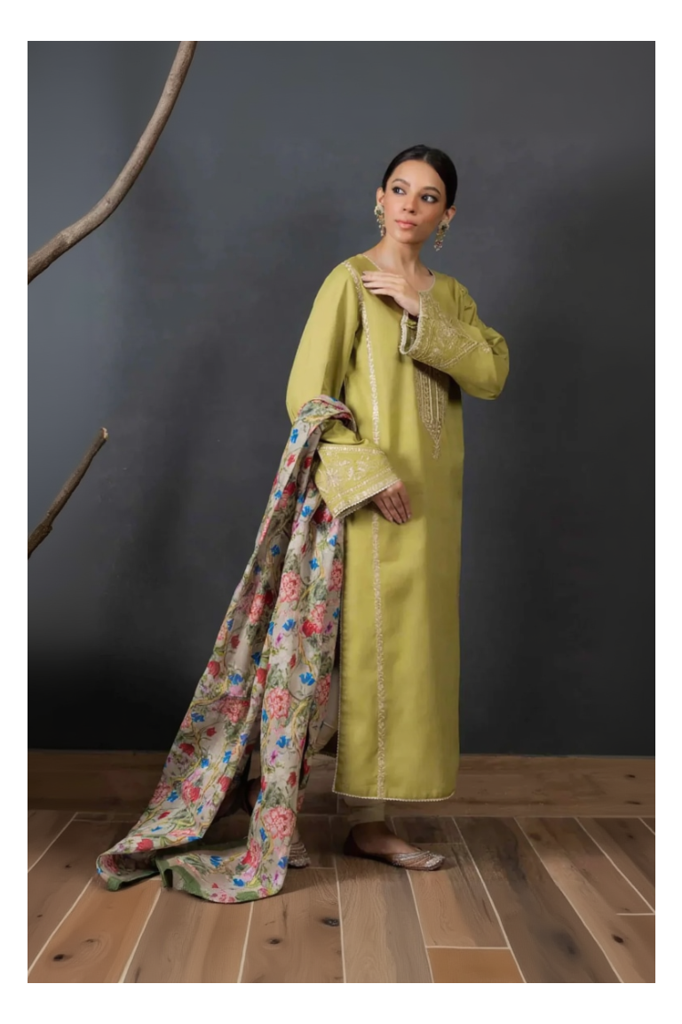 Its 3 piece unstitched Lawn Embroidered Dress IR-51