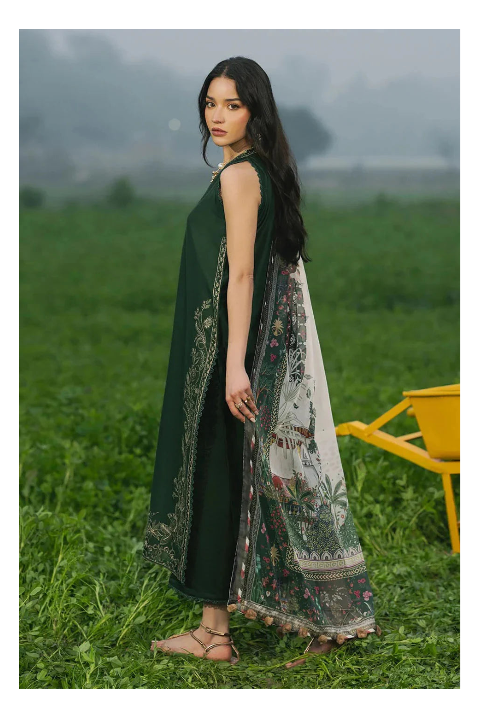 Its 3 piece unstitched Lawn Embroidered Dress IR-50