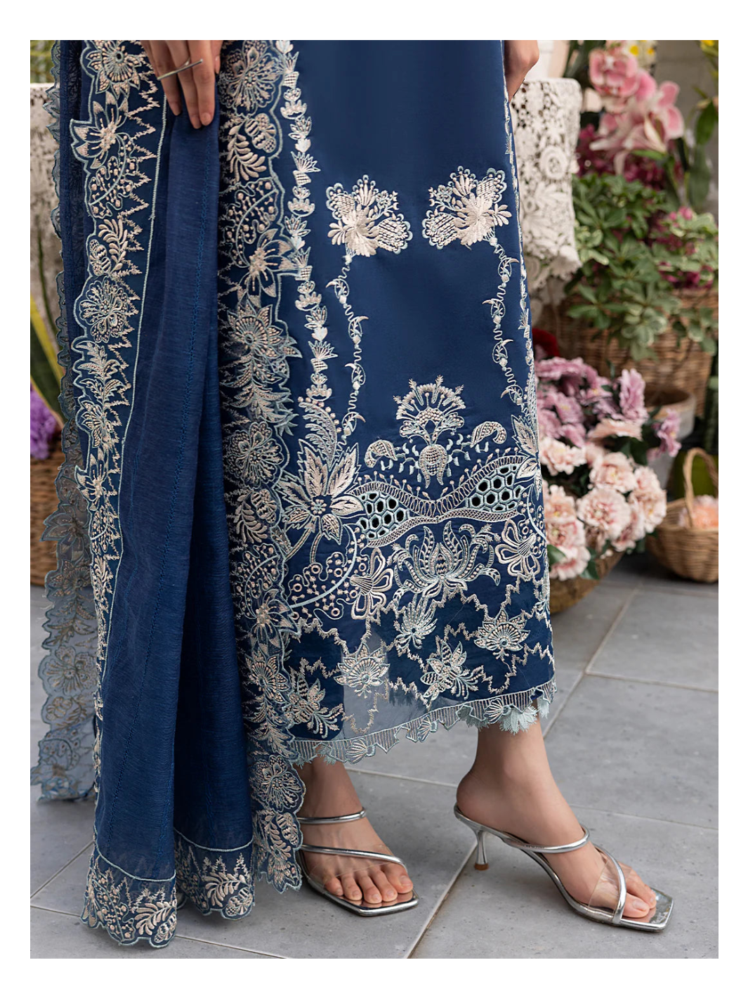 Its 3 piece unstitched Lawn Embroidered Dress IR-24