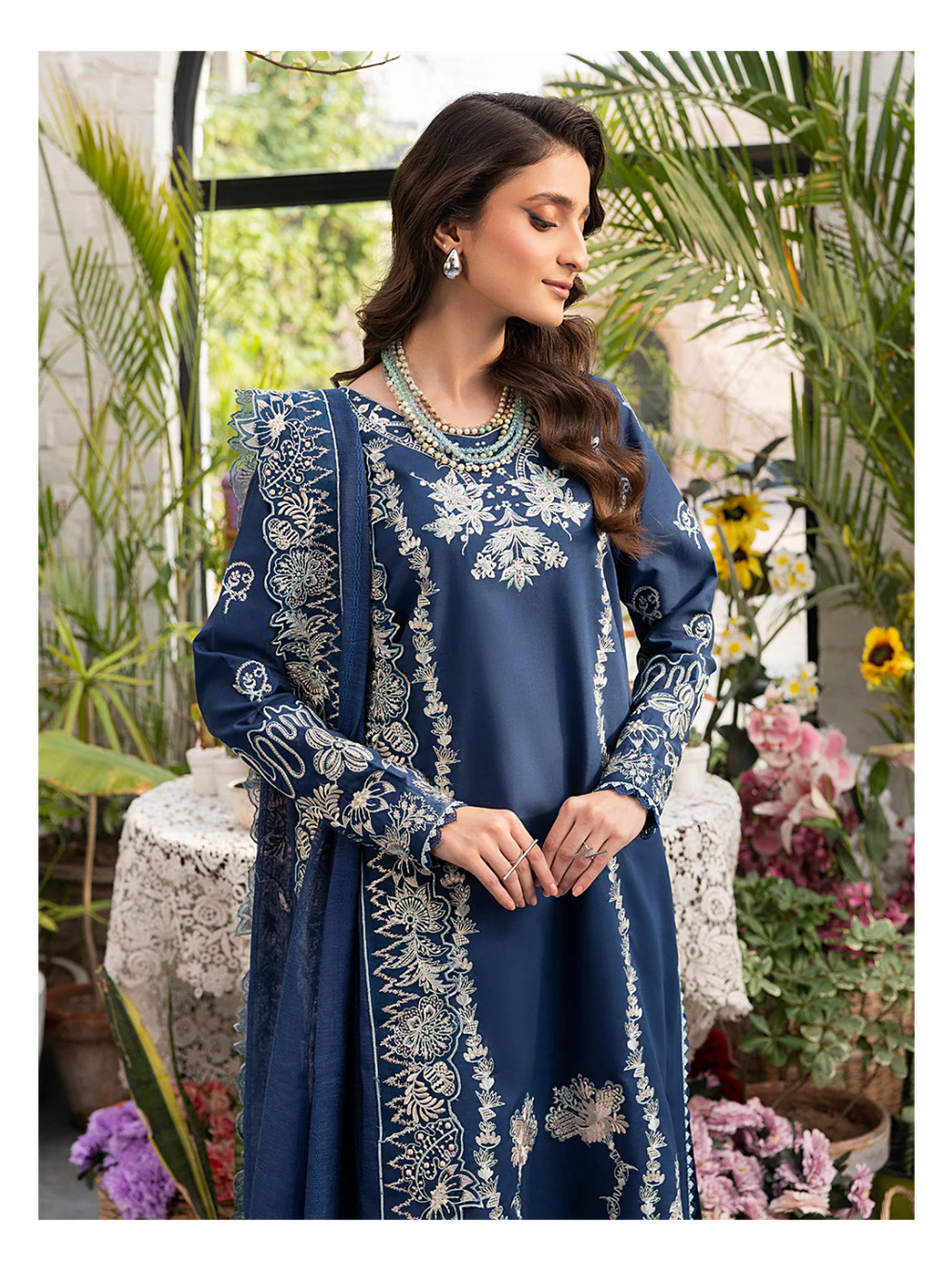 Its 3 piece unstitched Lawn Embroidered Dress IR-24