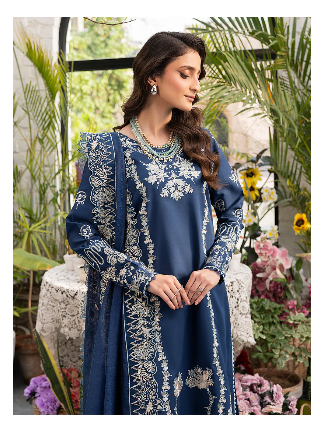 Its 3 piece unstitched Lawn Embroidered Dress IR-24