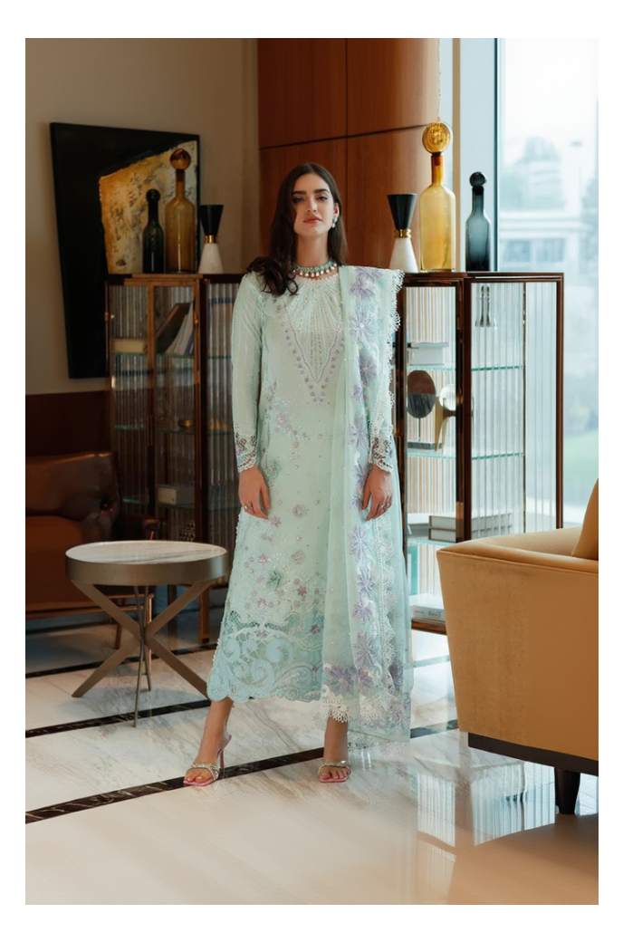 Its 3 piece unstitched Lawn Embroidered Dress IR-20