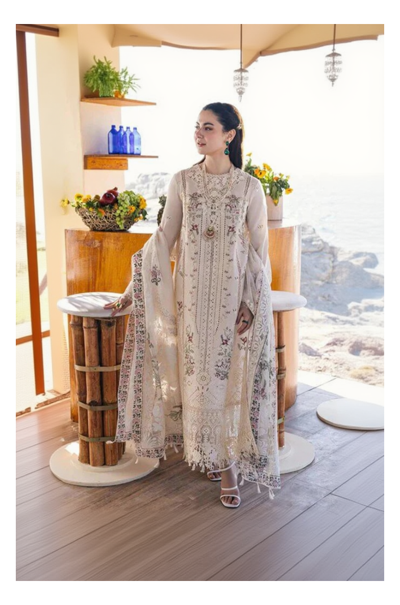 Its 3 Piece Unstitched Chickenkari Embroidered Lawn Dress IR-02