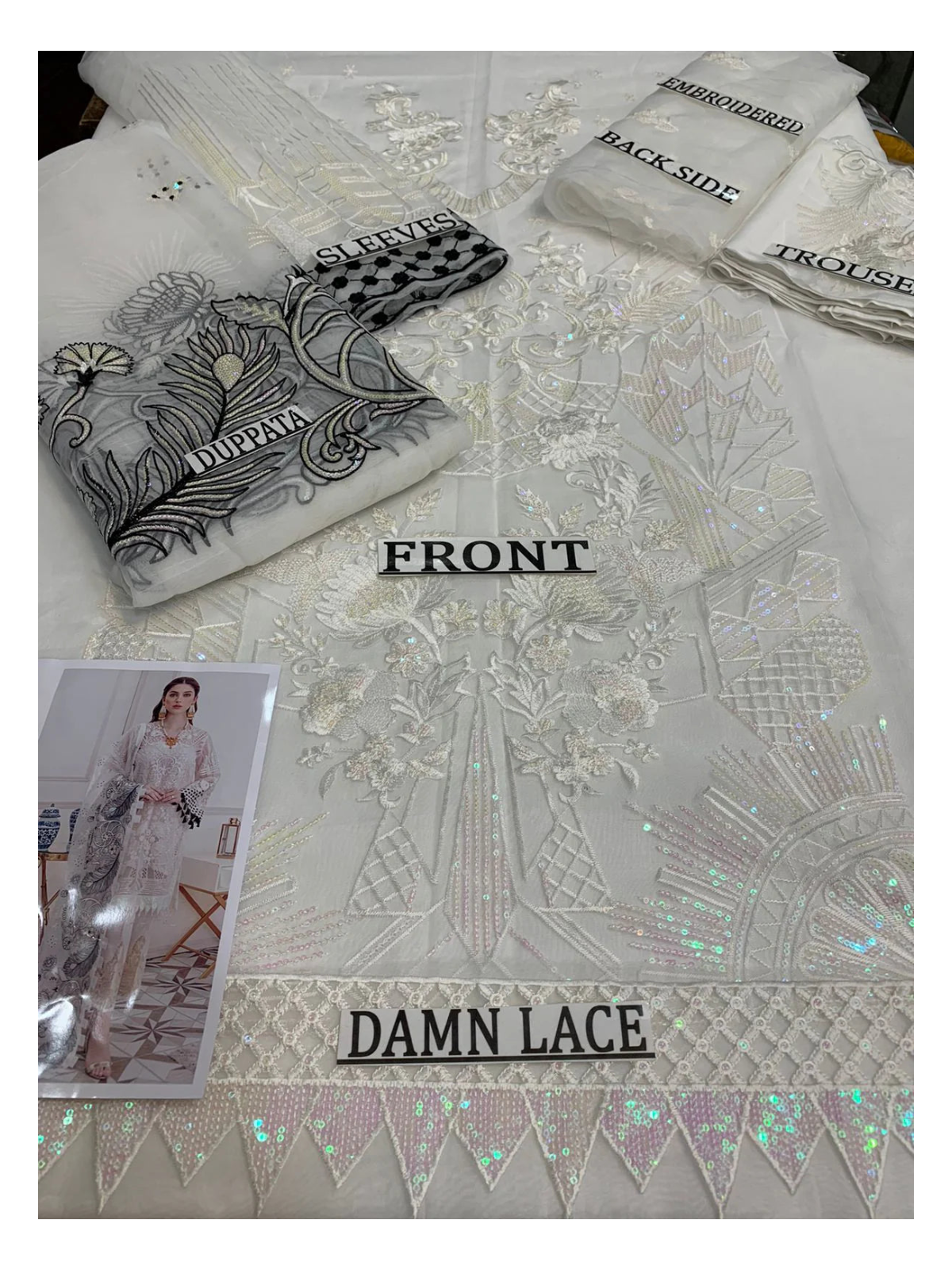 Its 3 Piece Unstitched Organza Lawn Inner Embroidered Dress IR-47