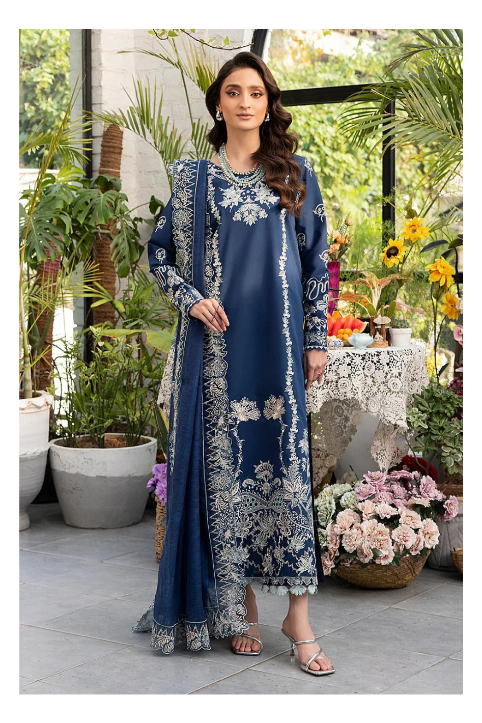 Its 3 piece unstitched Lawn Embroidered Dress IR-24