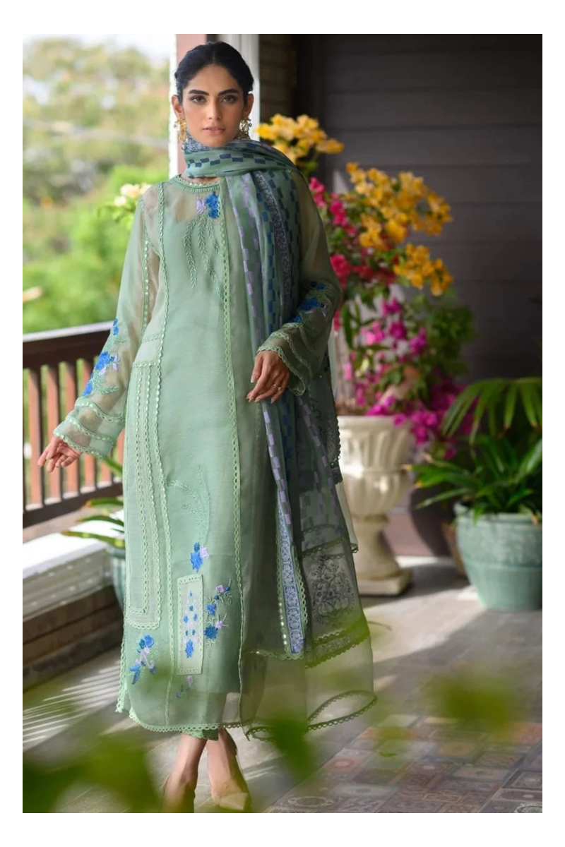 Its 3 Piece Unstitched Organza Lawn Inner Embroidered Dress IR-46