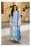 Its 3 piece unstitched  Chikenkari Dhanak Embroidered Dress IR-44