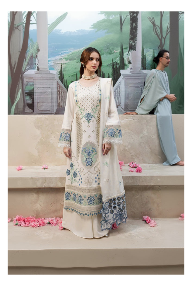 Its 3 Piece Unstitched Chikenkari Embroidered Lawn Dress IR-09