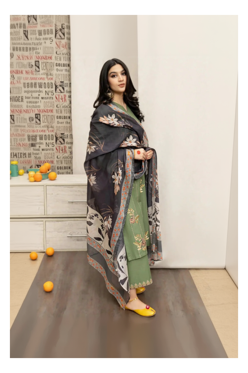 Its 3 piece unstitched Lawn Embroidered Dress IR-18
