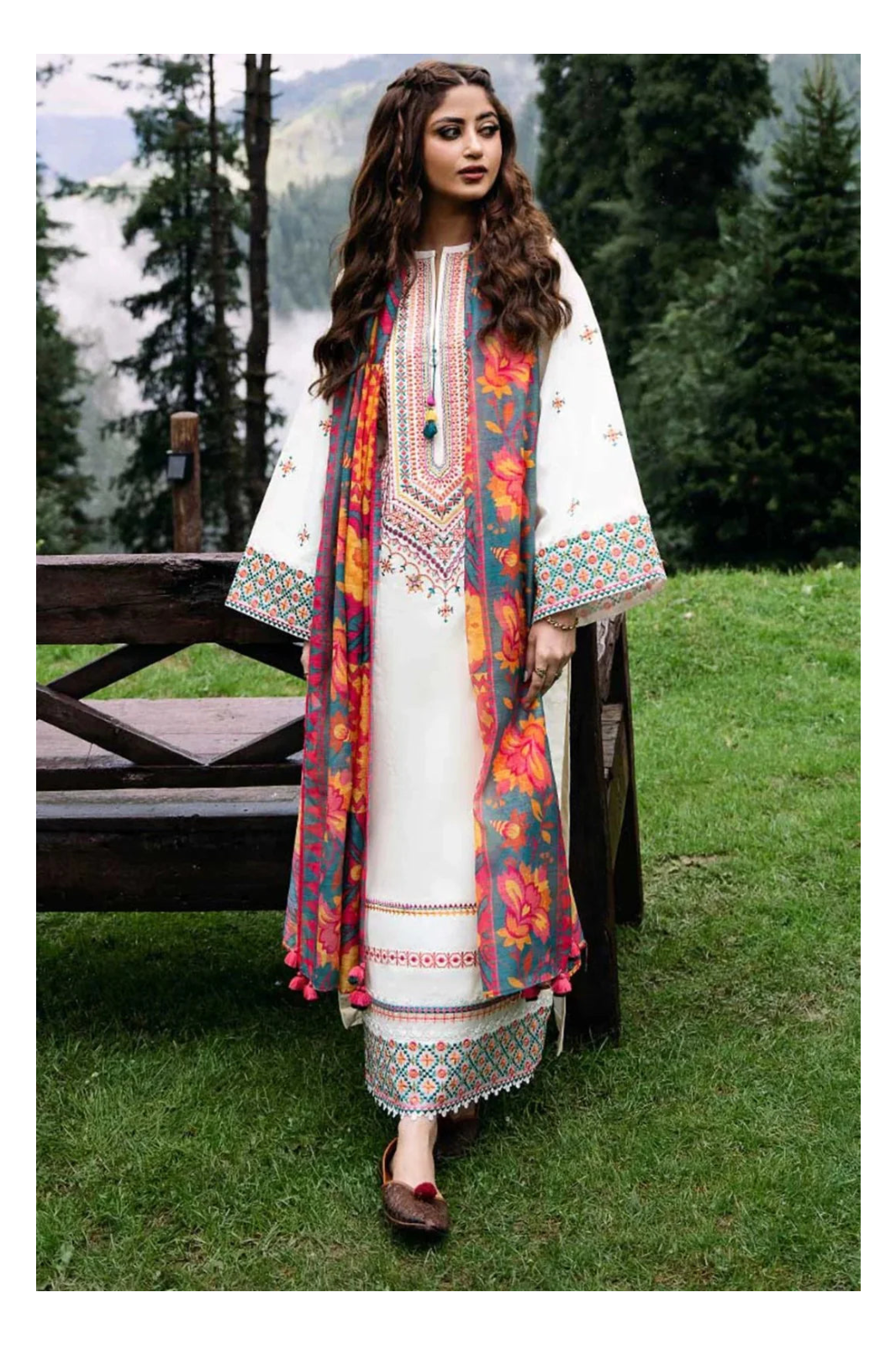 Its 3 piece unstitched Lawn  Embroidered Dress IR-43