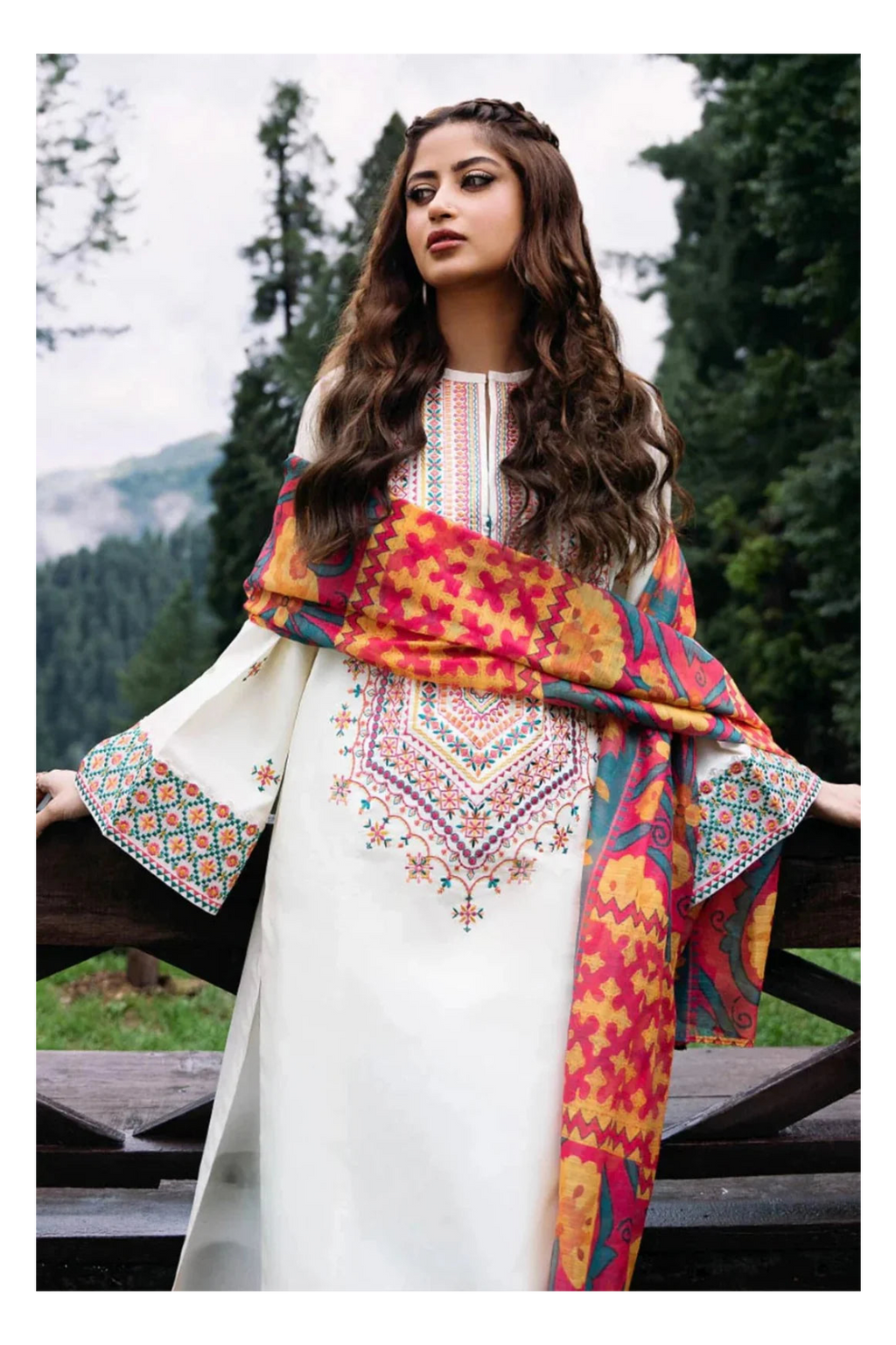 Its 3 piece unstitched Lawn  Embroidered Dress IR-43