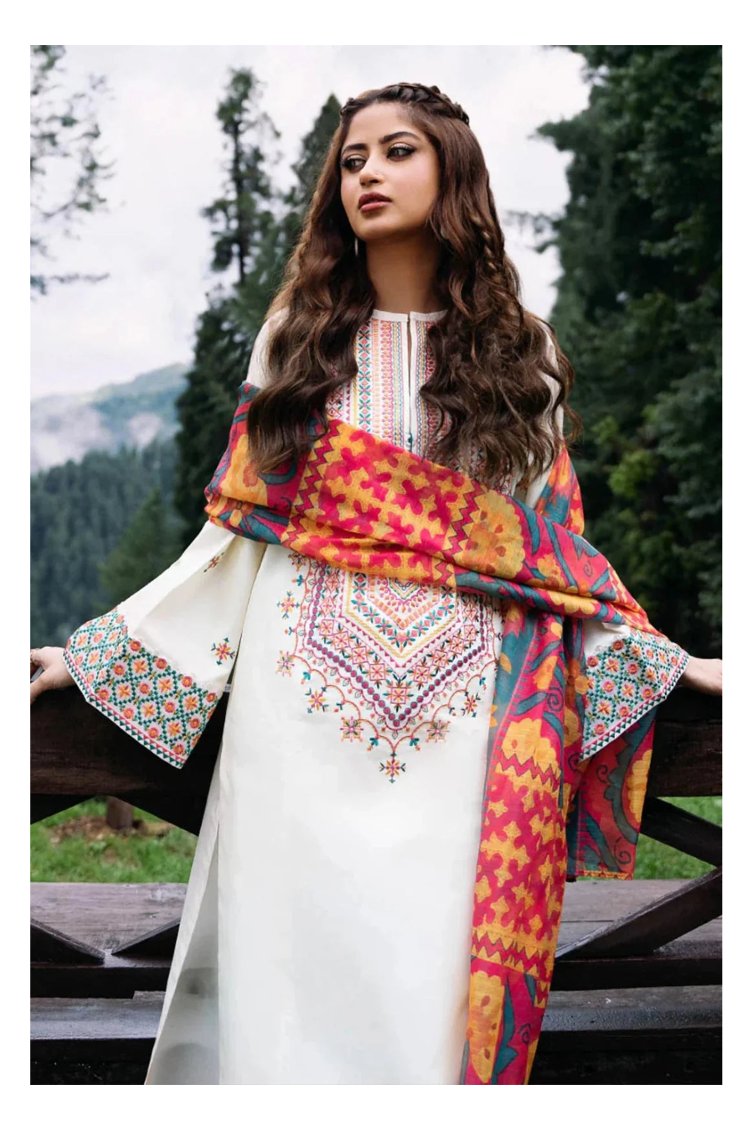 Its 3 piece unstitched Lawn  Embroidered Dress IR-43
